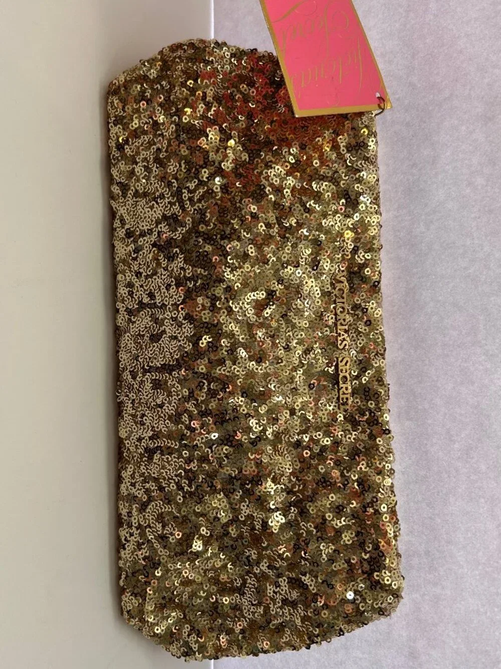 Victoria’s Secret Gold Sequin Clutch Cosmetic Bag NWT Glam Holiday Evening